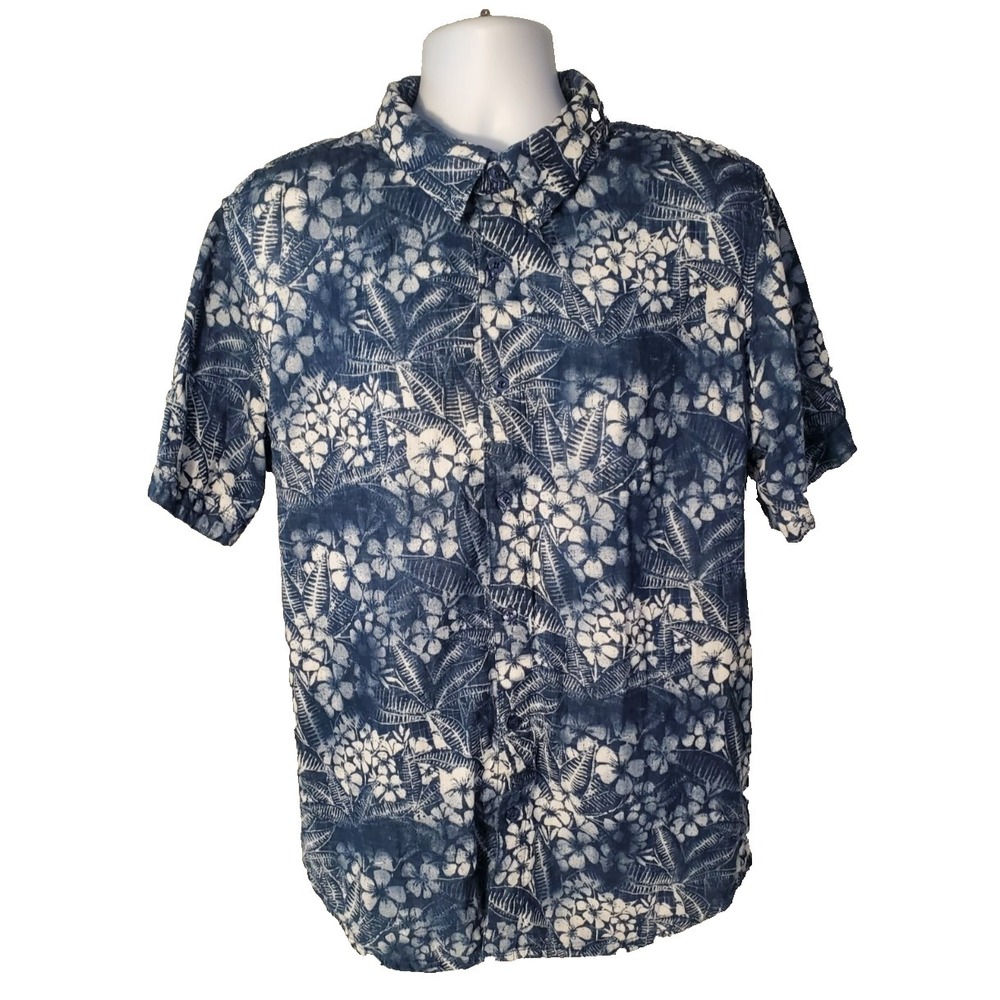 Margaritaville Shirt Mens XL  Blue Floral Short Sleeve Button Up Tropical